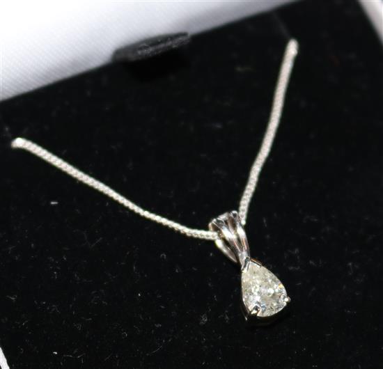 Diamond pear drop pendant on chain